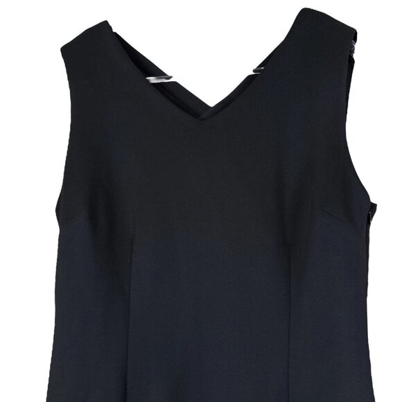 T Tahari Crossback V Neck Sleeveless Zip Cocktail Career Dress Black Size 6 - Picture 3 of 9